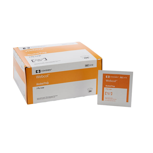 Webcol™ Alcohol Prep Pad 70% Strength Isopropyl Alcohol Individual Packet Large Sterile (188596_CT) 200/CT