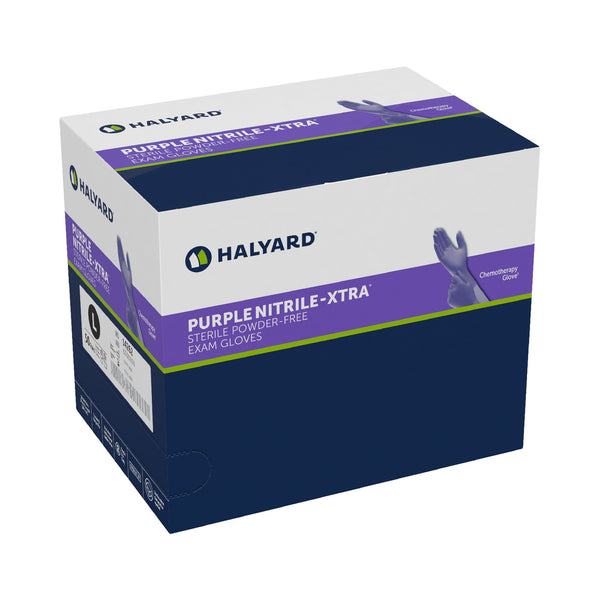 Purple Nitrile-Xtra™ Exam Glove Large Sterile Pair Nitrile Extended Cuff Length Textured Fingertips Purple Chemo Tested (1042399_CS) 200/CS