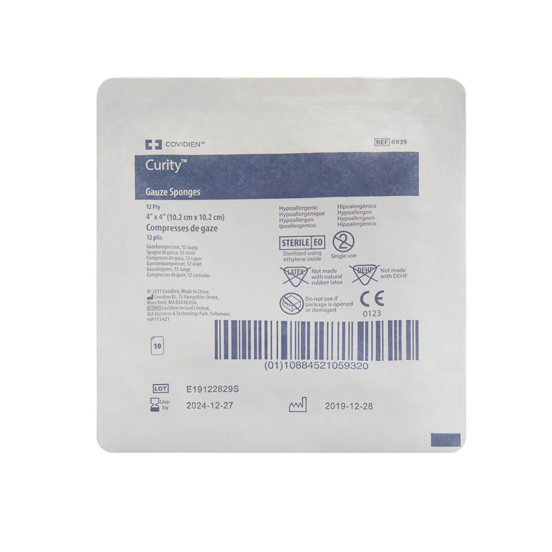 Curity™ Gauze Sponge 4 X 4 Inch 12-Ply Sterile 10 per Tray (401593_TR) 10/TR