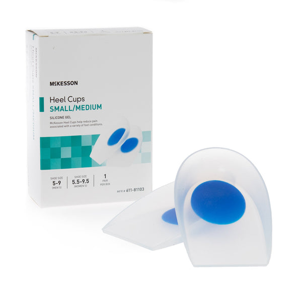 McKesson Heel Cup U-Shaped Silicone Female 5-1/2 to 9-1/2 / Male 5 to 9 Blue / Clear (1132300_PR) 1/PR