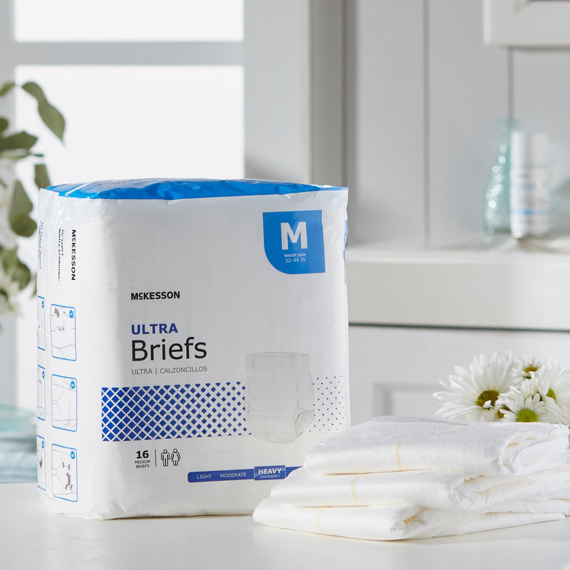 McKesson Ultra Unisex Adult Incontinence Brief Medium Disposable Heavy Absorbency (800832_BG) 1/BG