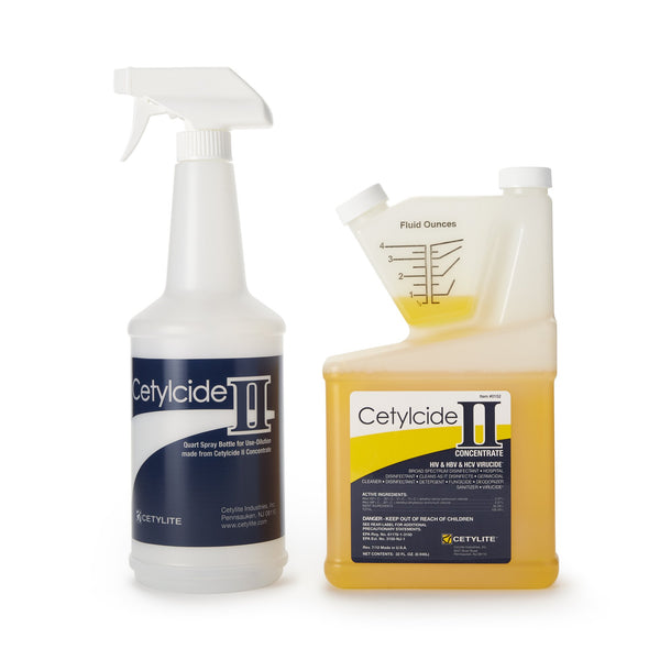 Cetylcide-II® Surface Disinfectant Quaternary Based Manual Pour Liquid Concentrate 32 oz. Bottle Lemon Scent NonSterile (929226_CS) 6/CS