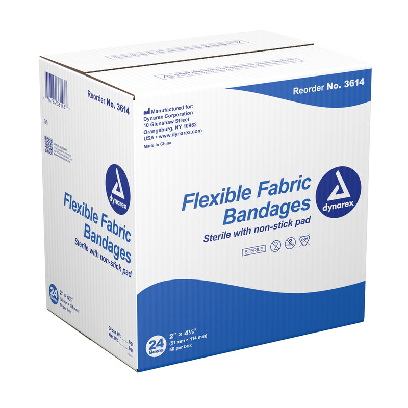 Dynarex® Adhesive Strip 2 X 4-1/2 Inch Fabric Rectangle Tan Sterile (486351_BX) 50/BX