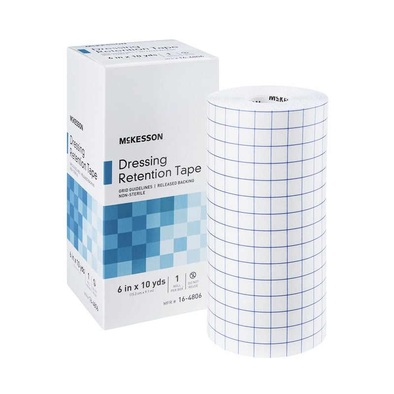 McKesson Water Resistant Dressing Retention Tape with Liner White 6 Inch X 10 Yard Nonwoven / Printed Release Paper NonSterile (1087973_BX) 1/BX