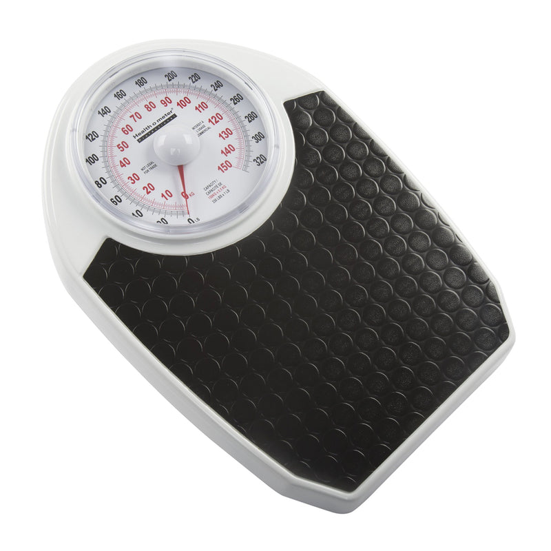 Health O Meter® Floor Scale Dial Display 330 lbs. / 150 kg Capacity Black / White Analog (687242_EA) 1/EA