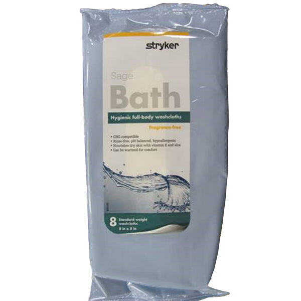 Sage Bath Rinse-Free Bath Wipe Soft Pack Unscented 8 Count (502485_PK) 8/PK