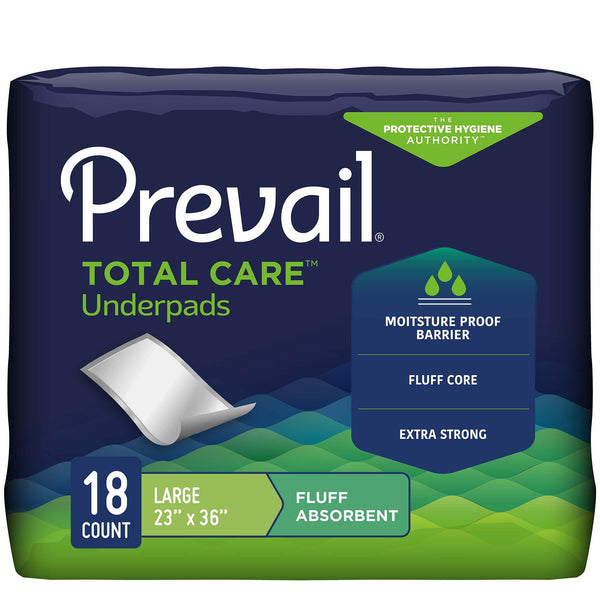 Prevail® Total Care™ Disposable Underpad 23 X 36 Inch Fluff Light Absorbency (572725_CS) 72/CS