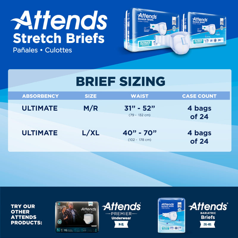 Attends® Stretch Unisex Adult Incontinence Brief Large / X-Large Disposable Heavy Absorbency (981738_CS) 96/CS
