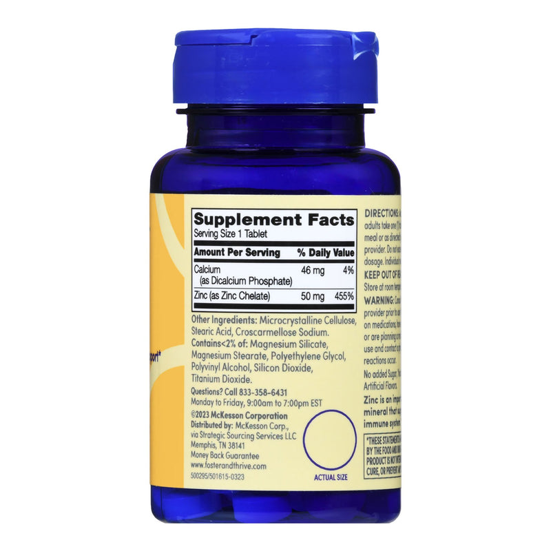 Foster & Thrive™ Mineral Supplement Zinc Gluconate 50 mg Strength Tablet 100 per Bottle Unflavored (1238894_BT) 1/BT