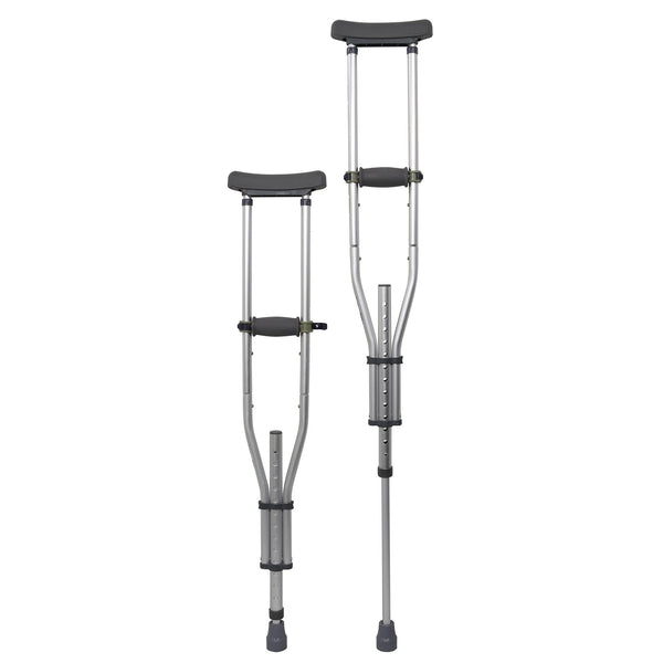 McKesson Underarm Crutches Youth / Adult / Tall Adult 4 Foot 6 Inch to 6 Foot 6 Inch User Height Aluminum Frame 300 lbs. Weight Capacity (1095263_CS) 8/CS