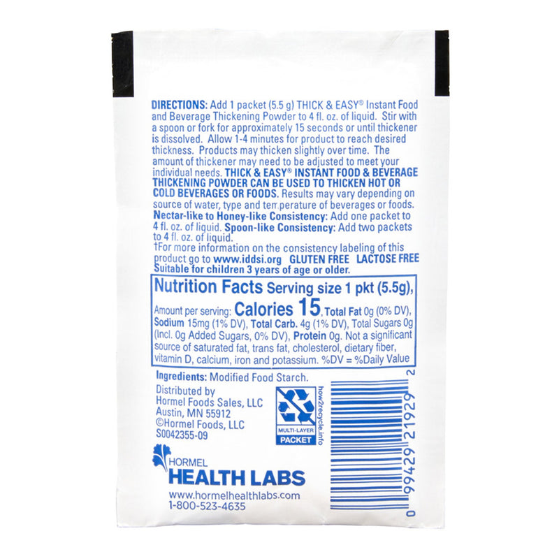 Thick & Easy® Food and Beverage Thickener 5.5 Gram Individual Packet Unflavored Powder IDDSI Level 2 Mildly Thick (781468_CS) 100/CS