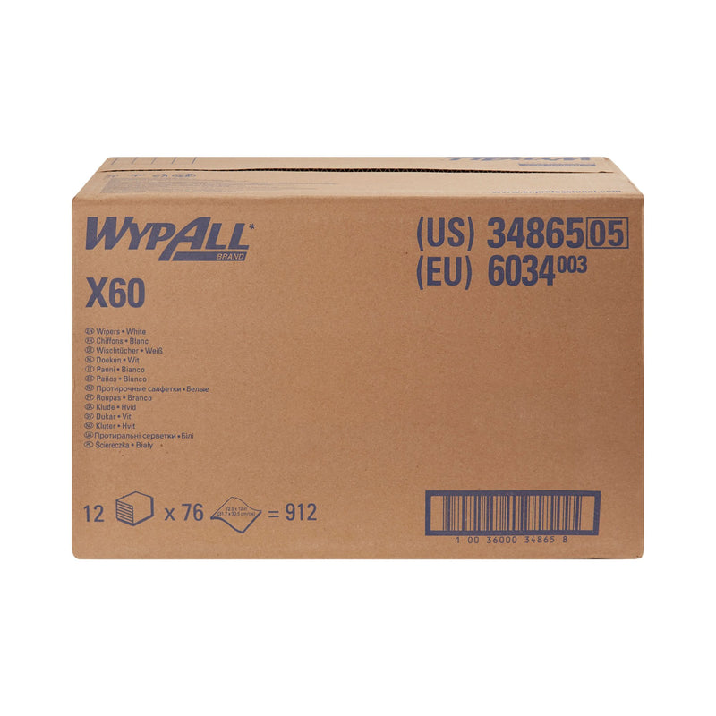 WypAll® X60 Task Wipe Light Duty 76 Count Poly Pack 12 X 12-1/2 Inch NonSterile Reusable (449763_CS) 1/CS