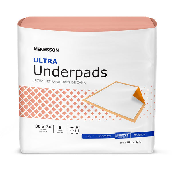McKesson Ultra Disposable Underpad 36 X 36 Inch Fluff / Polymer Heavy Absorbency (724038_CS) 50/CS