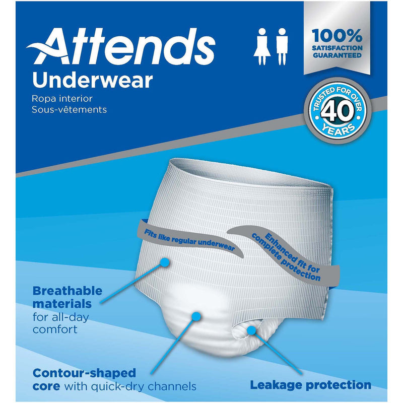 Attends® Unisex Adult Absorbent Underwear Pull On with Tear Away Seams Medium Disposable Heavy Absorbency (522093_CS) 4/CS