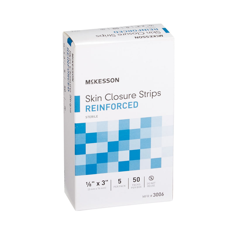 McKesson Skin Closure Strip 1/8 X 3 Inch Nonwoven Material Reinforced Strip White (876305_PK) 1/PK