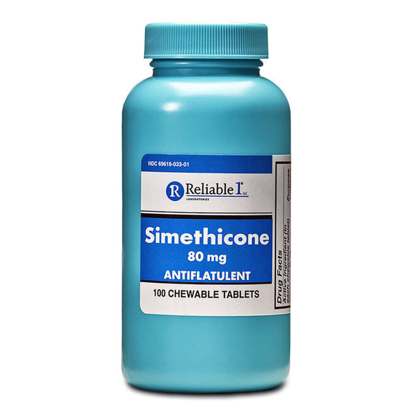 Reliable 1 Labs LLC Gas Relief 80 mg Strength Chewable Tablet 100 Tablets (1204275_BT) 1/BT