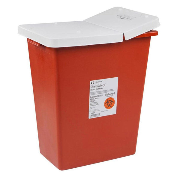 SharpSafety™ Sharps Container Red Base 18-3/4 H X 18-1/4 W X 12-3/4 D Inch Vertical Entry 12 Gallon (321391_CS) 10/CS