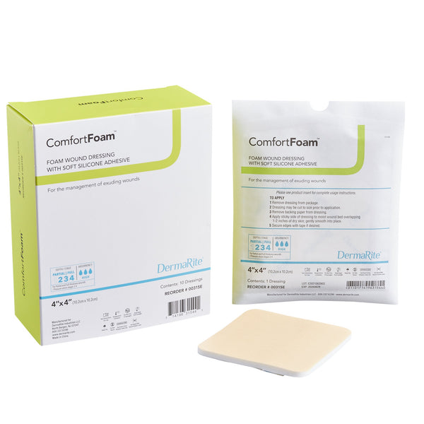 ComfortFoam™ Foam Dressing 4 X 4 Inch Without Border Film Backing Silicone Face Square Sterile (835615_EA) 1/EA