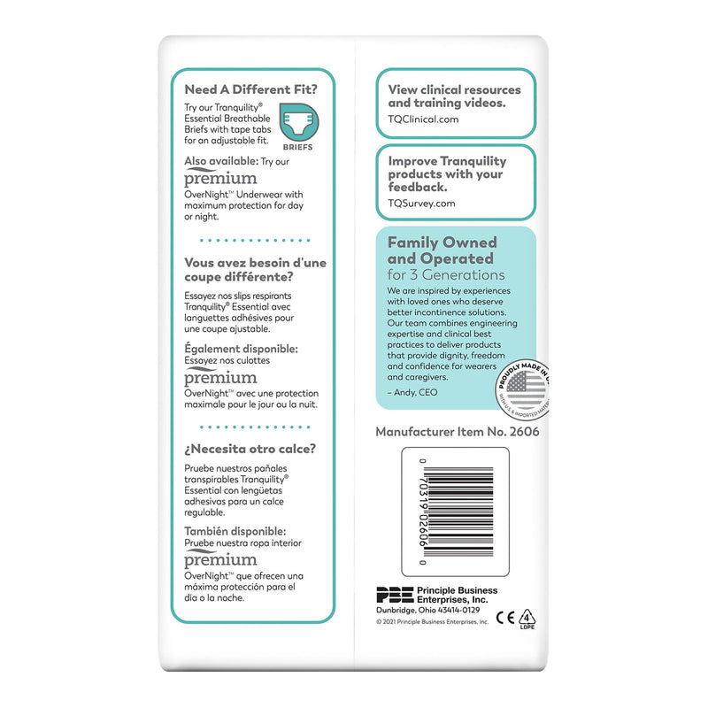 Tranquility® Essential Unisex Adult Absorbent Underwear Pull On with Tear Away Seams Large Disposable Heavy Absorbency (418717_CS) 72/CS