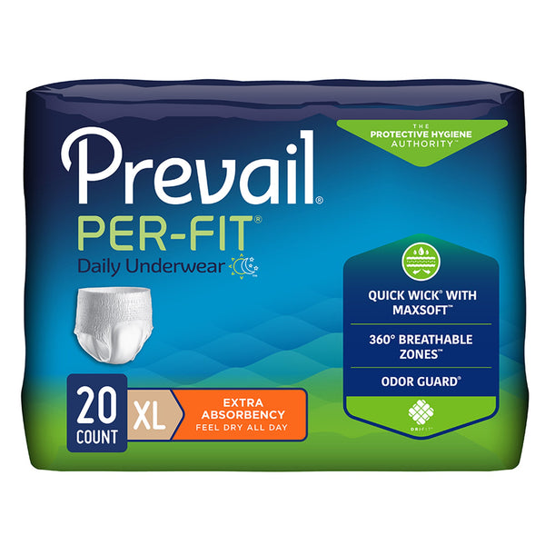 Prevail® Per-Fit® Extra Unisex Adult Absorbent Underwear Pull On with Tear Away Seams X-Large Disposable Heavy Absorbency (1243752_CS) 80/CS