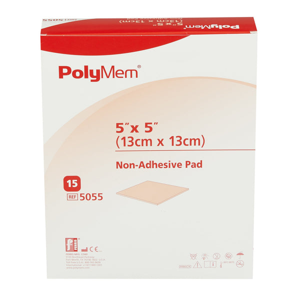 PolyMem® Foam Dressing 5 X 5 Inch Without Border Film Backing Nonadhesive Square Sterile (258751_BX) 15/BX