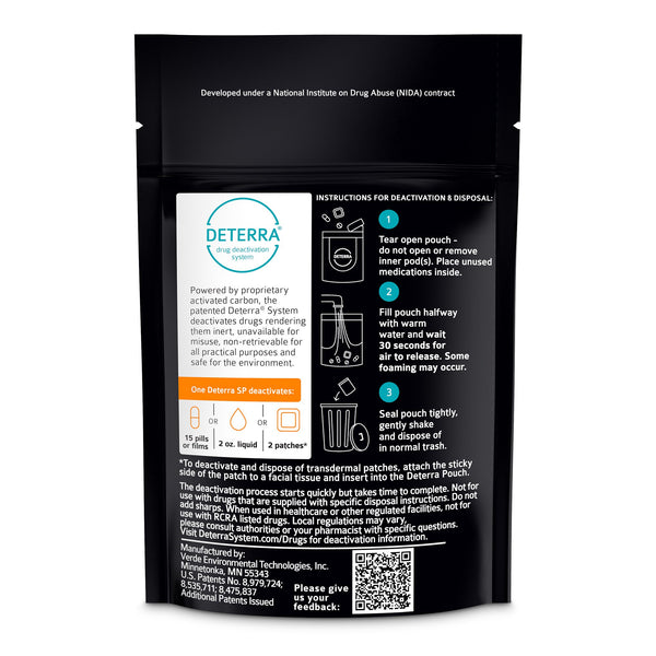 Deterra® Drug Disposal Pouch Small, 15 Pill or 2 Patch or 2 oz. Liquid Capacity (1178048_EA) 1/EA