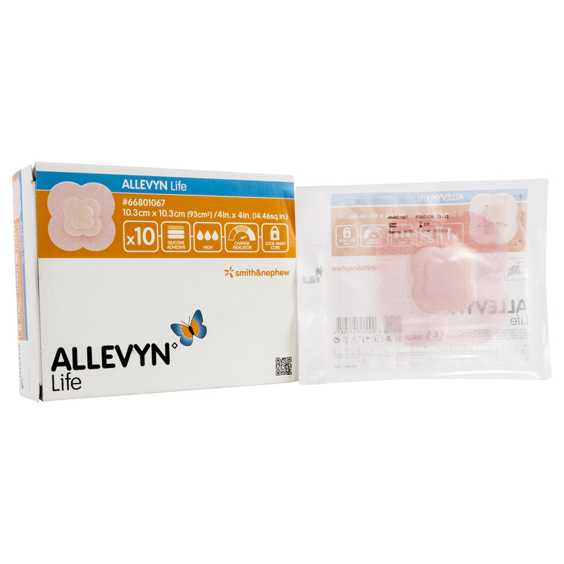 Allevyn Life Foam Dressing 4 X 4 Inch With Border Film Backing Silicone Gel Adhesive Quadrilobe Sterile (834478_EA) 1/EA