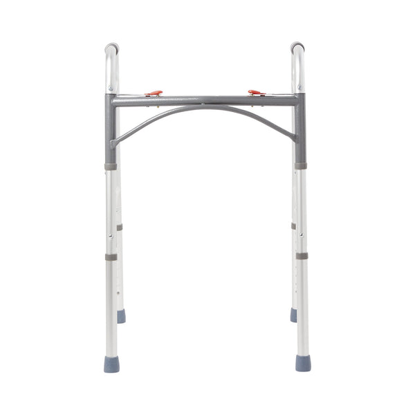 McKesson Dual Release Folding Walker Adjustable Height Aluminum Frame 350 lbs. Weight Capacity 32 to 39 Inch Height (1088076_CS) 1/CS