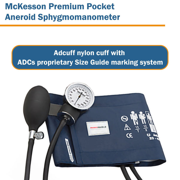 McKesson Premium Aneroid Sphygmomanometer Unit Adult Cuff Nylon Cuff 23 - 40 cm Pocket Aneroid (1067616_EA) 1/EA