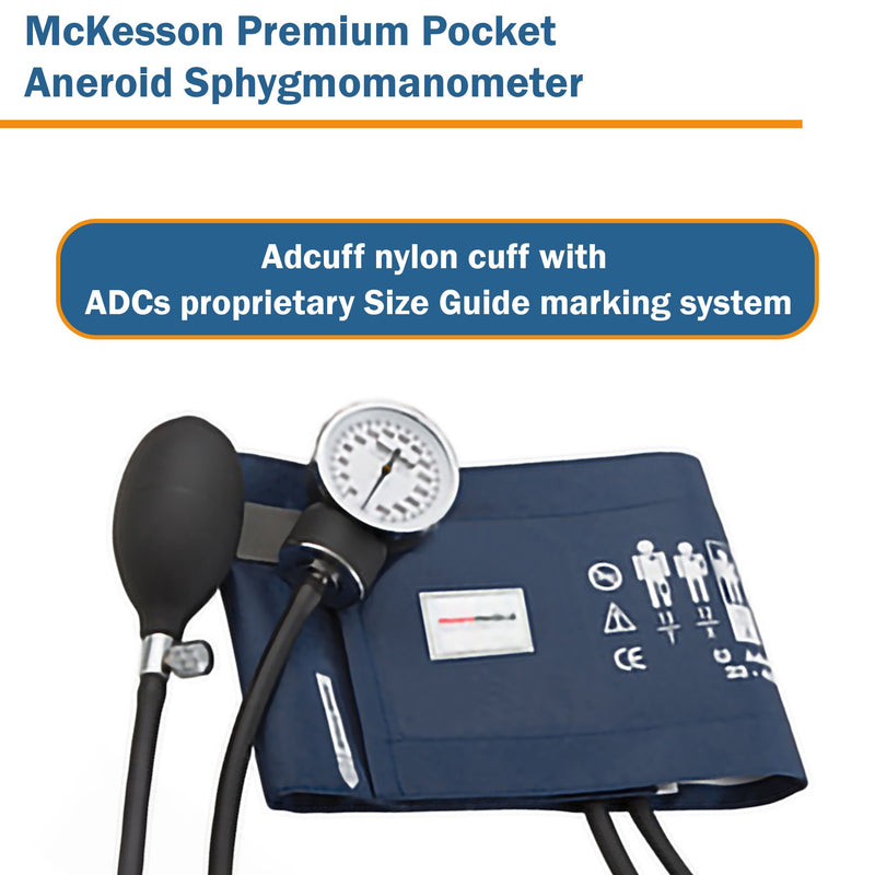 McKesson Premium Aneroid Sphygmomanometer Unit Adult Cuff Nylon Cuff 23 - 40 cm Pocket Aneroid (1067616_EA) 1/EA