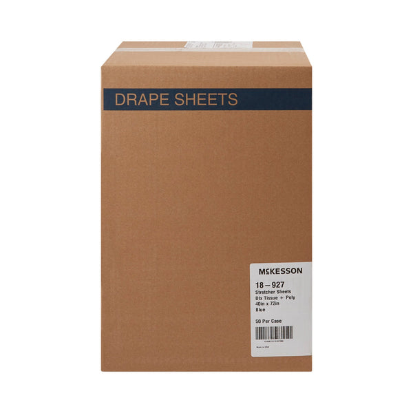 McKesson Stretcher Sheet Flat 40 W X 72 L Inch Blue 50% Cellulose Tissue / 50% Polyethylene Film Disposable (149173_CS) 50/CS