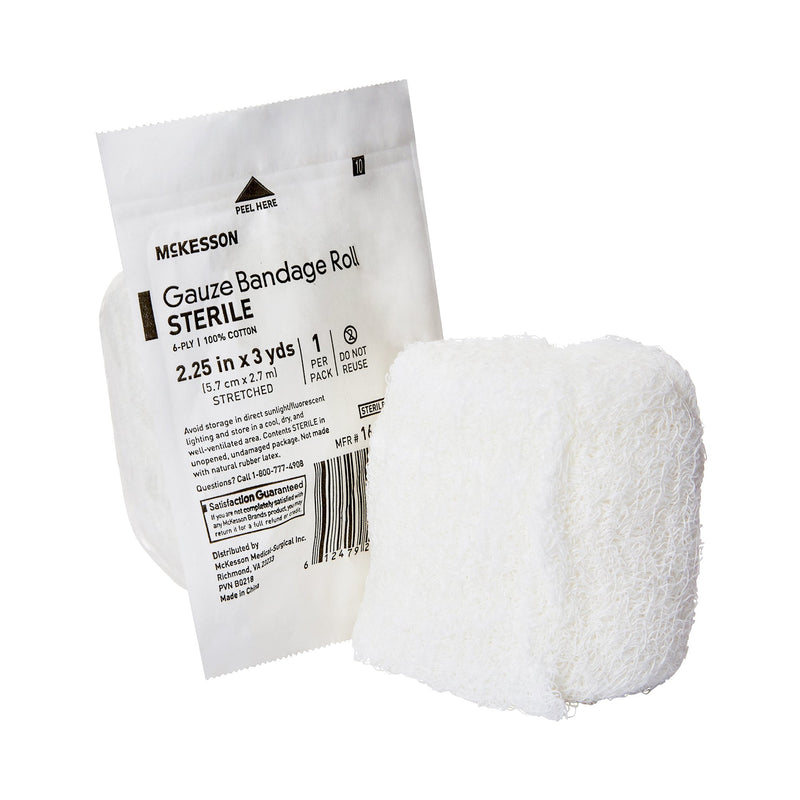 McKesson Fluff Bandage Roll 2-1/4 Inch X 3 Yard 6-Ply Sterile 1 per Pouch (1056324_RL) 1/RL
