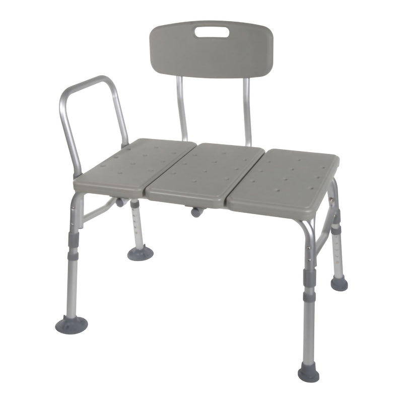 McKesson Knocked Down Bath Transfer Bench Removable Arm Rail 17-1/2 to 22-1/2 Inch Seat Height 400 lbs. Weight Capacity (1128904_EA) 1/EA
