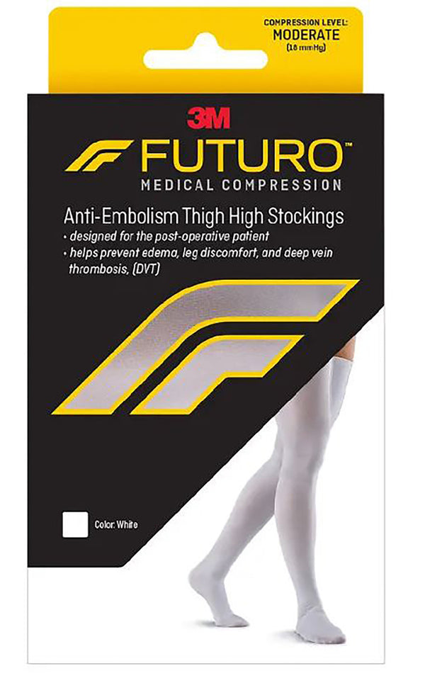 3M™ Futuro™ Anti-embolism Stocking Thigh High Medium / Regular White Closed Toe (1084282_CS) 6/CS