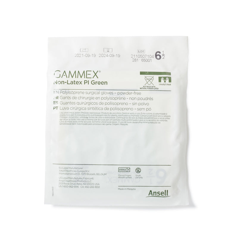 GAMMEX® Non-Latex PI Green Surgical Glove Size 6.5 Sterile Polyisoprene Standard Cuff Length Micro-Textured Light Green Chemo Tested (648142_BX) 50/BX