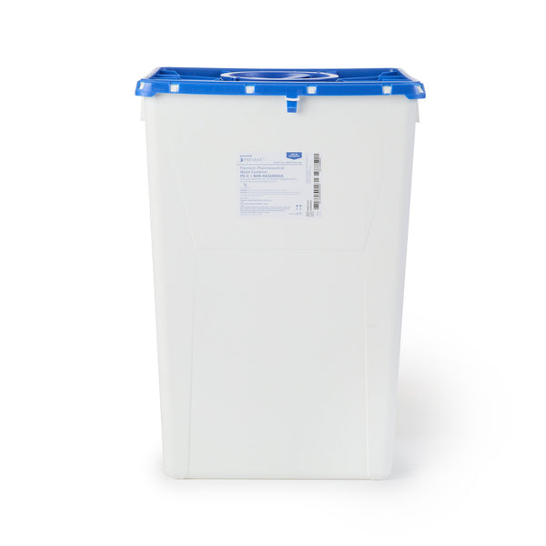 McKesson Prevent® Pharmaceutical Waste Container White Base 24-3/5 H X 17-3/10 W X 13 L Inch Vertical Entry 18 Gallon (1011863_CS) 7/CS