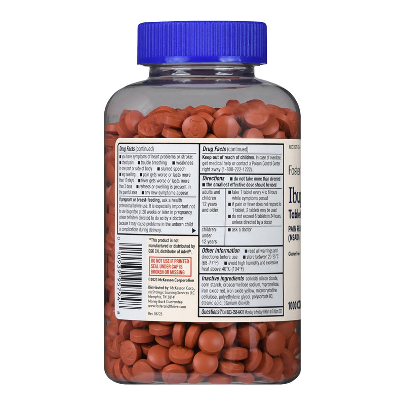 Foster & Thrive™ Pain Relief 200 mg Strength Ibuprofen Tablet 1000 per Bottle (1238995_BT) 1/BT