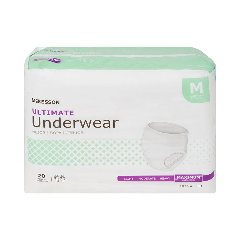McKesson Unisex Adult Absorbent Underwear Pull On with Tear Away Seams Medium Disposable Heavy Absorbency (1123835_CS) 80/CS