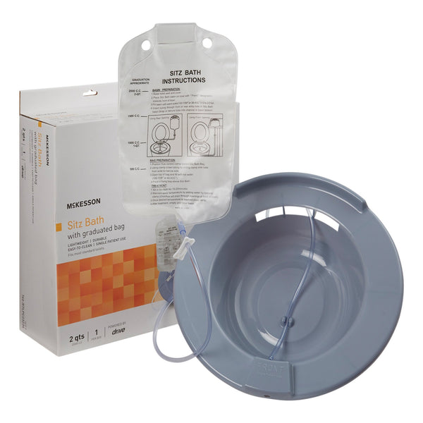 McKesson Sitz Bath Round Gray Plastic 2000 mL Bag Graduated, 500 mL Increments up to 2000 mL (1103376_CS) 6/CS