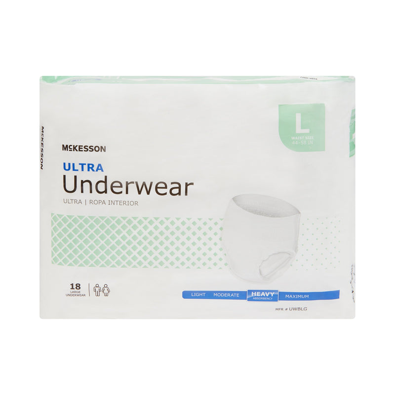 McKesson Ultra Unisex Adult Absorbent Underwear Pull On with Tear Away Seams Large Disposable Heavy Absorbency (724917_BG) 1/BG