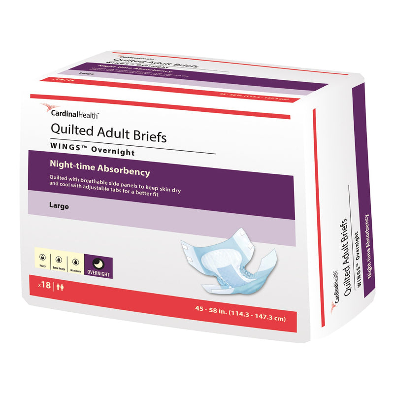 Wings™ Overnight Quilted Unisex Adult Incontinence Brief Large Disposable Heavy Absorbency (864860_CS) 4/CS