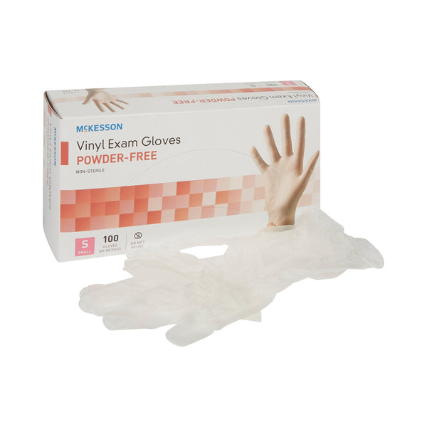 McKesson Exam Glove Small NonSterile Vinyl Standard Cuff Length Smooth Clear Not Rated (354438_BX) 100/BX