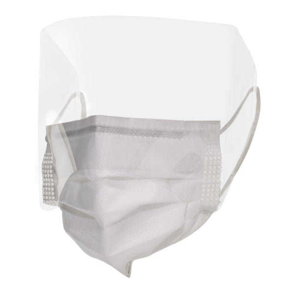 McKesson Procedure Mask with Eye Shield Anti-fog Strip ASTM Level 3 Earloops One Size Fits Most (1106633_CS) 100/CS