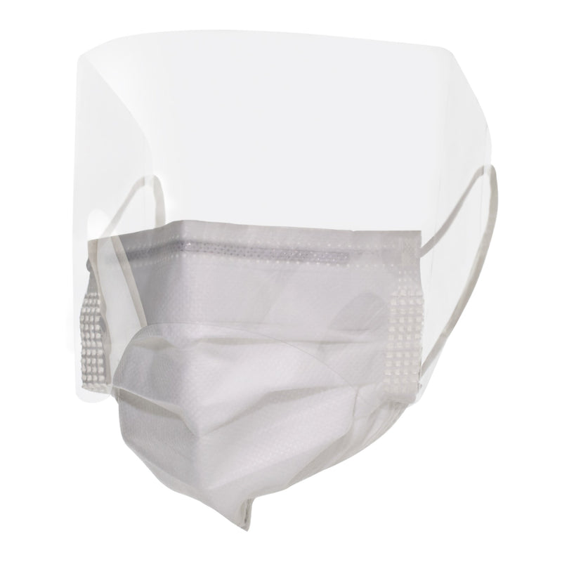 McKesson Procedure Mask with Eye Shield Anti-fog Strip ASTM Level 3 Earloops One Size Fits Most (1106633_CS) 100/CS