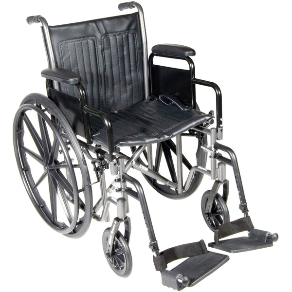 McKesson Wheelchair Dual Axle Desk Length Arm Swing-Away Footrest Black Upholstery 18 Inch Seat Width Adult 300 lbs. Weight Capacity (1065276_EA) 1/EA