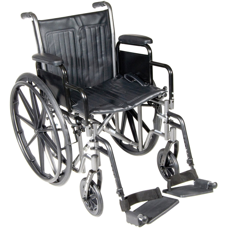 McKesson Wheelchair Dual Axle Desk Length Arm Swing-Away Footrest Black Upholstery 18 Inch Seat Width Adult 300 lbs. Weight Capacity (1065276_EA) 1/EA
