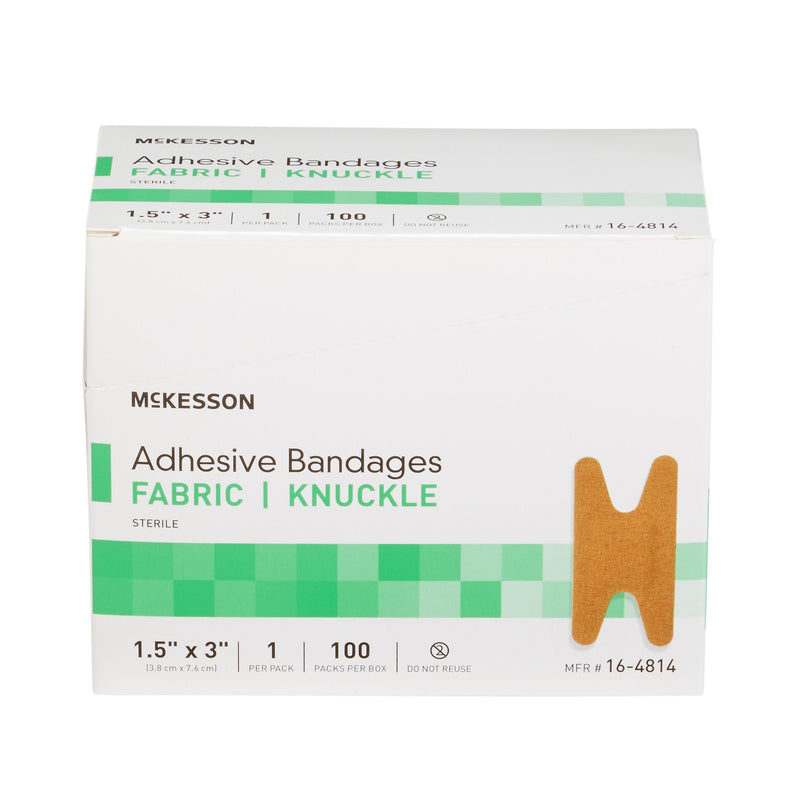 McKesson Adhesive Strip 1-1/2 X 3 Inch Fabric Knuckle Tan Sterile (466873_BX) 100/BX