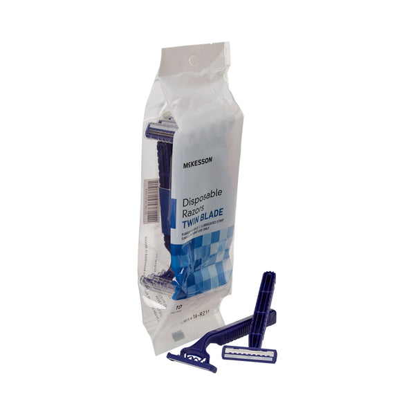 McKesson Personal Razor with Lubricating Strip Single Edge Twin Blade NonSterile Disposable (899539_CS) 72/CS