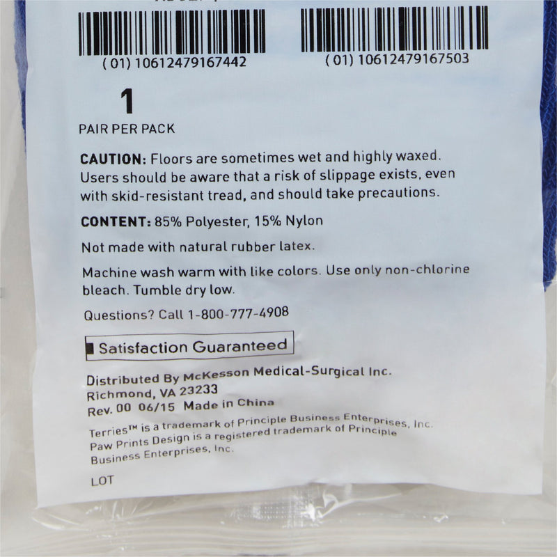 McKesson Terries™ Slipper Socks Unisex Adult X-Large Double Tread Single Patient Use Royal Blue (558995_CS) 48/CS