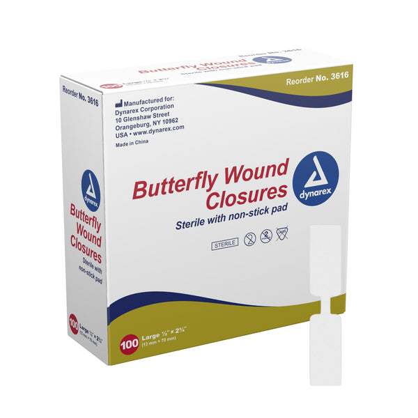 Secure Strip™ Skin Closure Strip 1/2 X 2-3/4 Inch Plastic Butterfly Closure White (670176_CS) 2400/CS